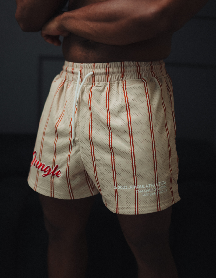 Cardinal Cream Pinstripe - Mesh Shorts